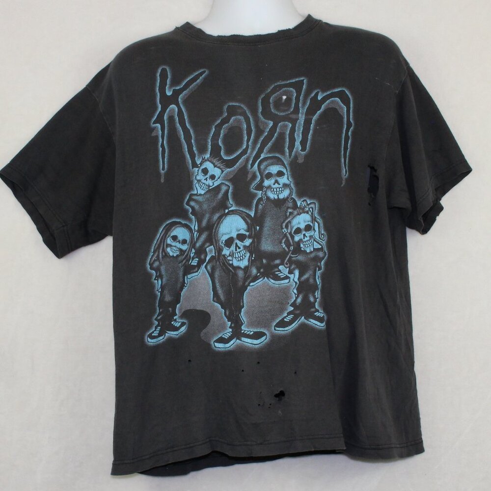 Rare Vintage Korn Band Skulls Silver Edition T-Shirt Mens Large